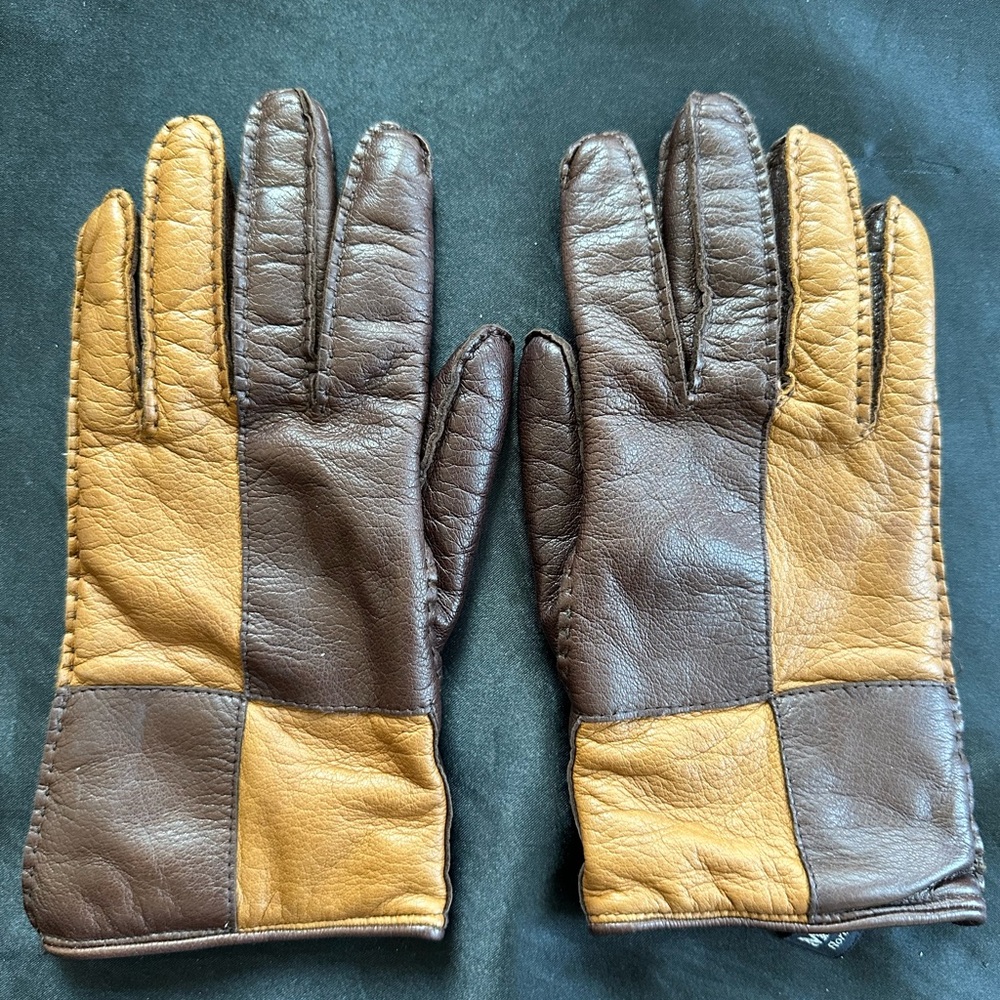 Ladies Brown and Tan Madova Italian Leather Gloves